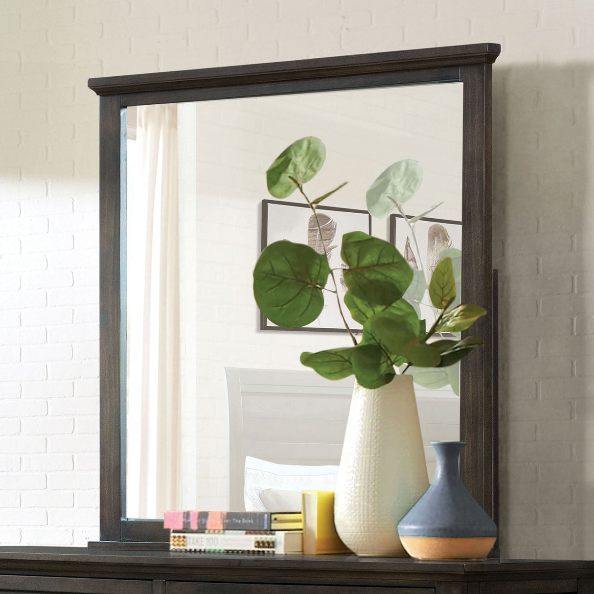 Alaina Walnut Mirror from Furniture of America - Luna Furniture