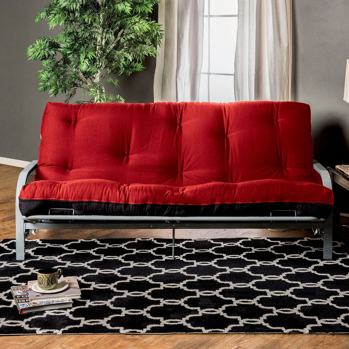 Plosh Red/Black 8" Black Futon Mattress w/ Spring from Furniture of America - Luna Furniture