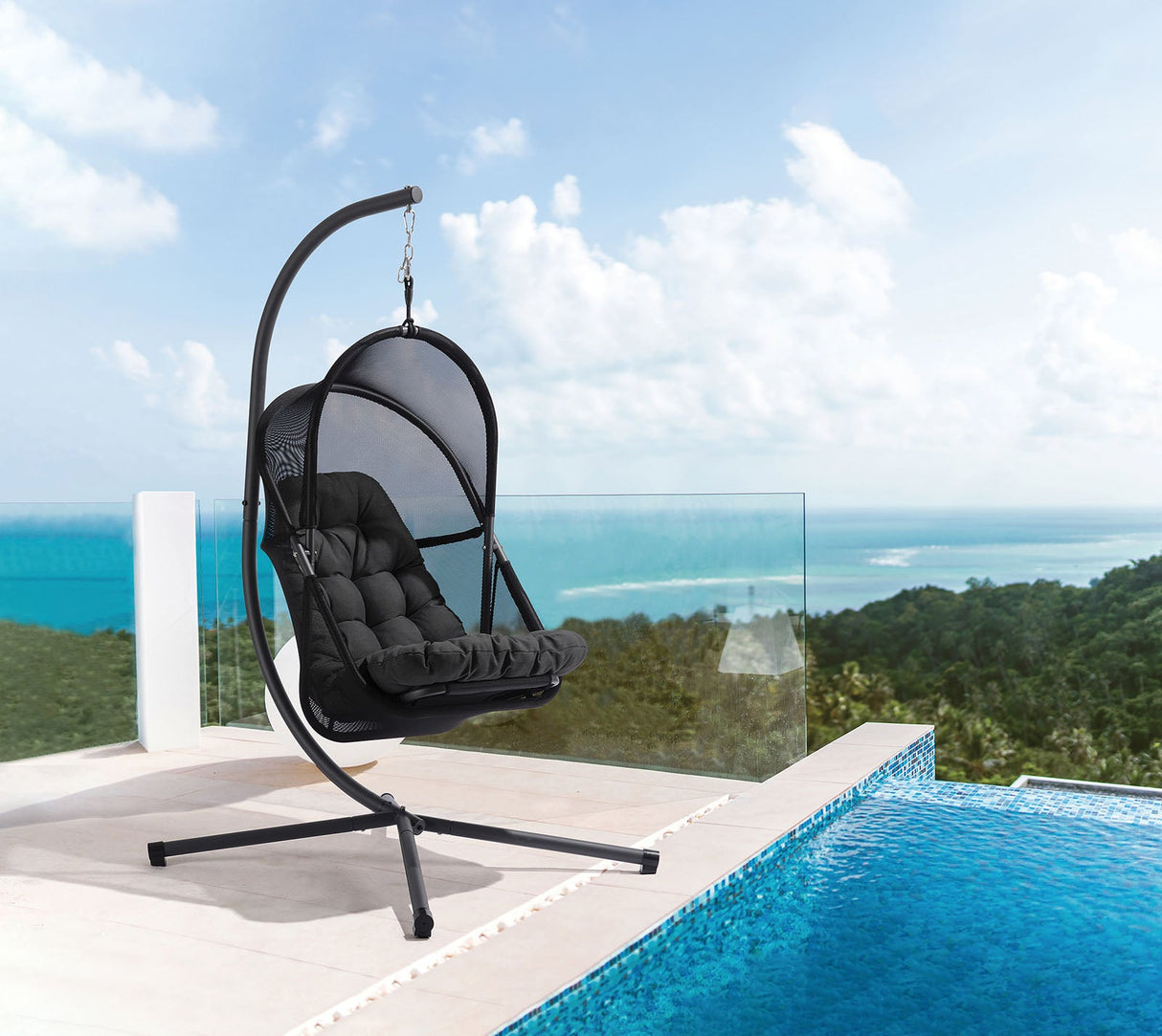 Breeze Black Swing Chair from Furniture of America - Luna Furniture