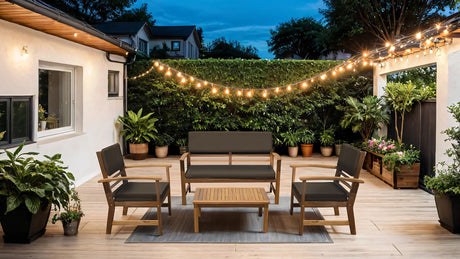 Hana Brown/Natural 4 Pc. Patio Set from Furniture of America - Luna Furniture