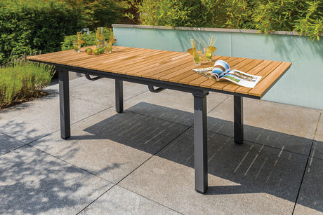 Mackay Gun Metal/Natural Patio Dining Table from Furniture of America - Luna Furniture