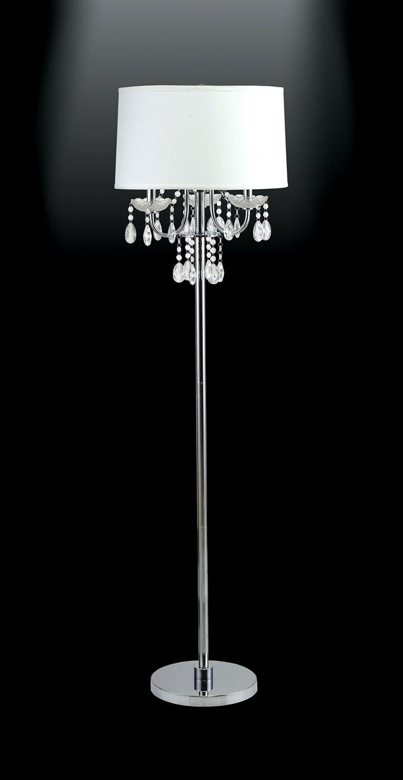 Jada Chrome/White Floor Lamp from Furniture of America - Luna Furniture