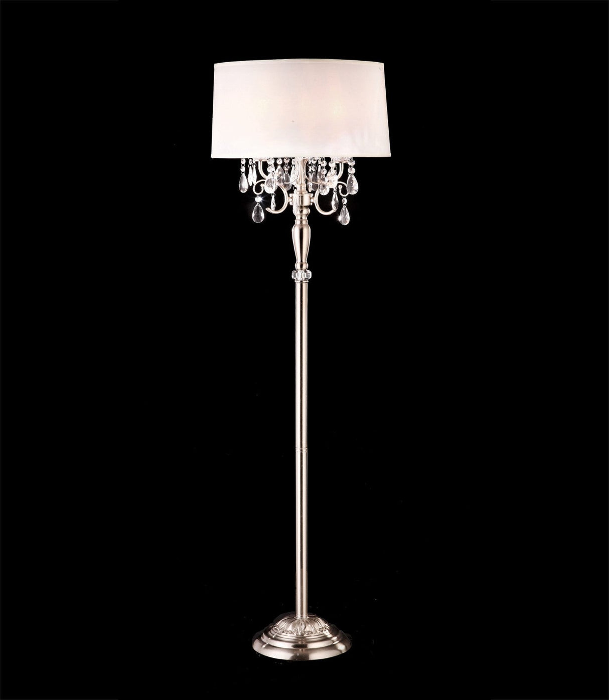 Sophy White/Chrome Floor Lamp from Furniture of America - Luna Furniture