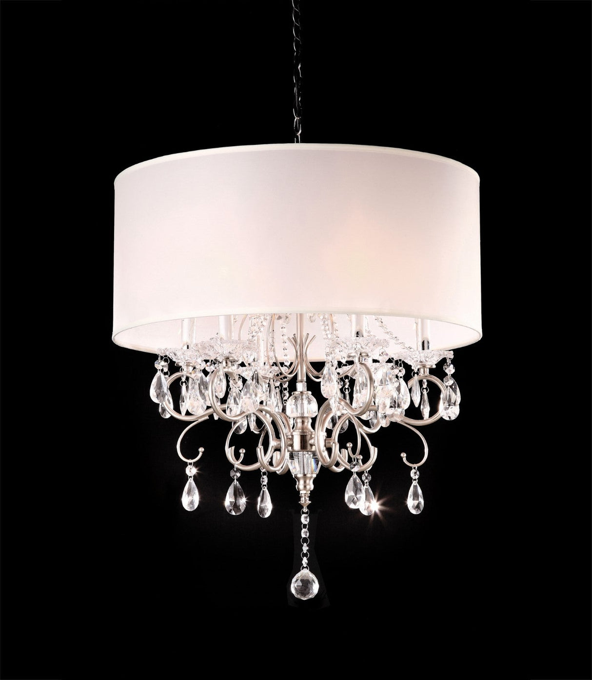 Sophy White/Chrome Ceiling Lamp from Furniture of America - Luna Furniture