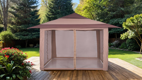 Genoa Brown Pop Up Gazebo from Furniture of America - Luna Furniture