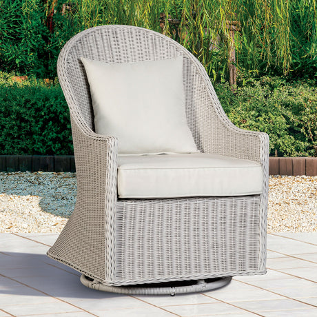 Tomohon White Swivel Wicker Chair from Furniture of America - Luna Furniture