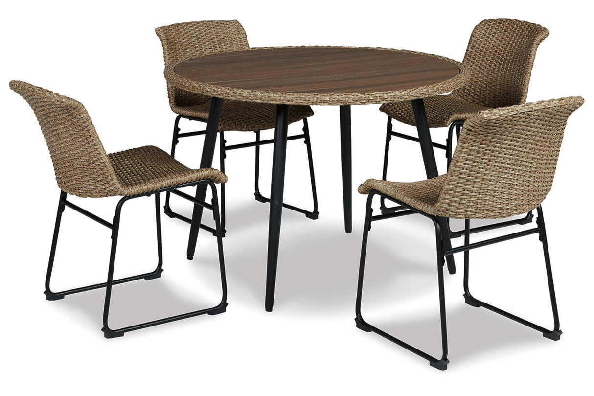 Amaris Brown/Black Outdoor Dining Table with 4 Chairs -  Ashley - Luna Furniture