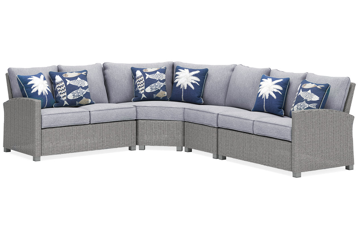 Naples Beach Light Gray 4-Piece Outdoor Sectional -  Ashley - Luna Furniture