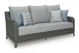 Elite Park Gray Outdoor Sofa, 2 Lounge Chairs and Coffee Table -  Ashley - Luna Furniture