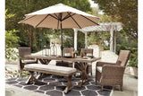 Beachcroft Beige Outdoor Dining Table with 4 Chairs and Bench -  Ashley - Luna Furniture