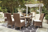 Beachcroft Beige Outdoor Dining Table with 6 Chairs -  Ashley - Luna Furniture