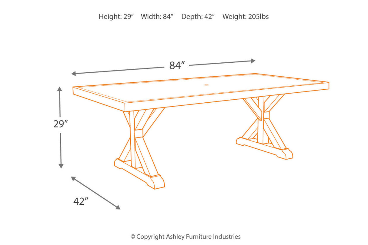 Beachcroft Beige Outdoor Dining Table with 4 Chairs and Bench -  Ashley - Luna Furniture