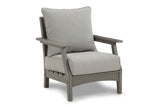 Visola Gray Outdoor Loveseat, 2 Lounge Chairs and Coffee Table -  Ashley - Luna Furniture