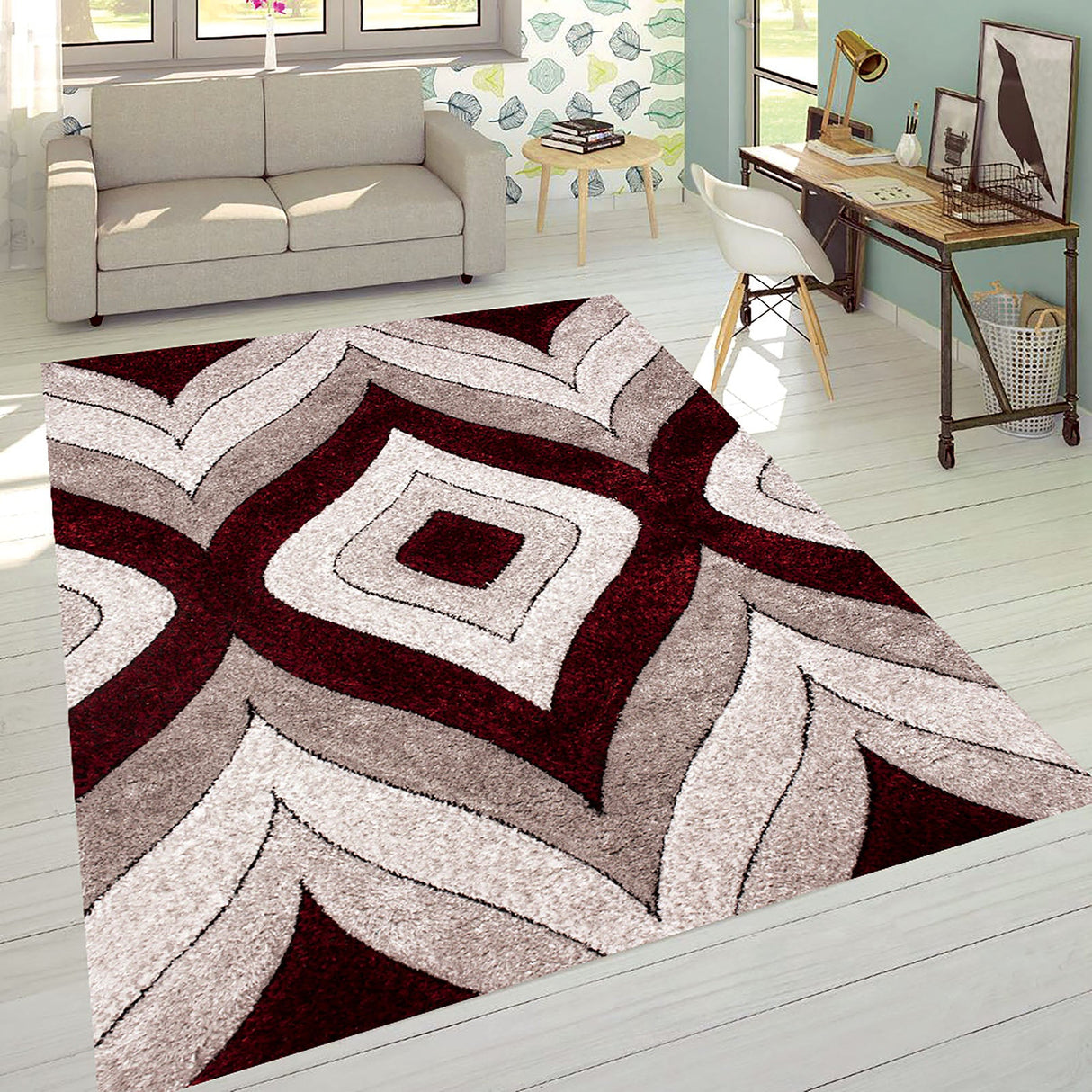 Hepsiba Drop Wine Area Rug from Furniture of America - Luna Furniture