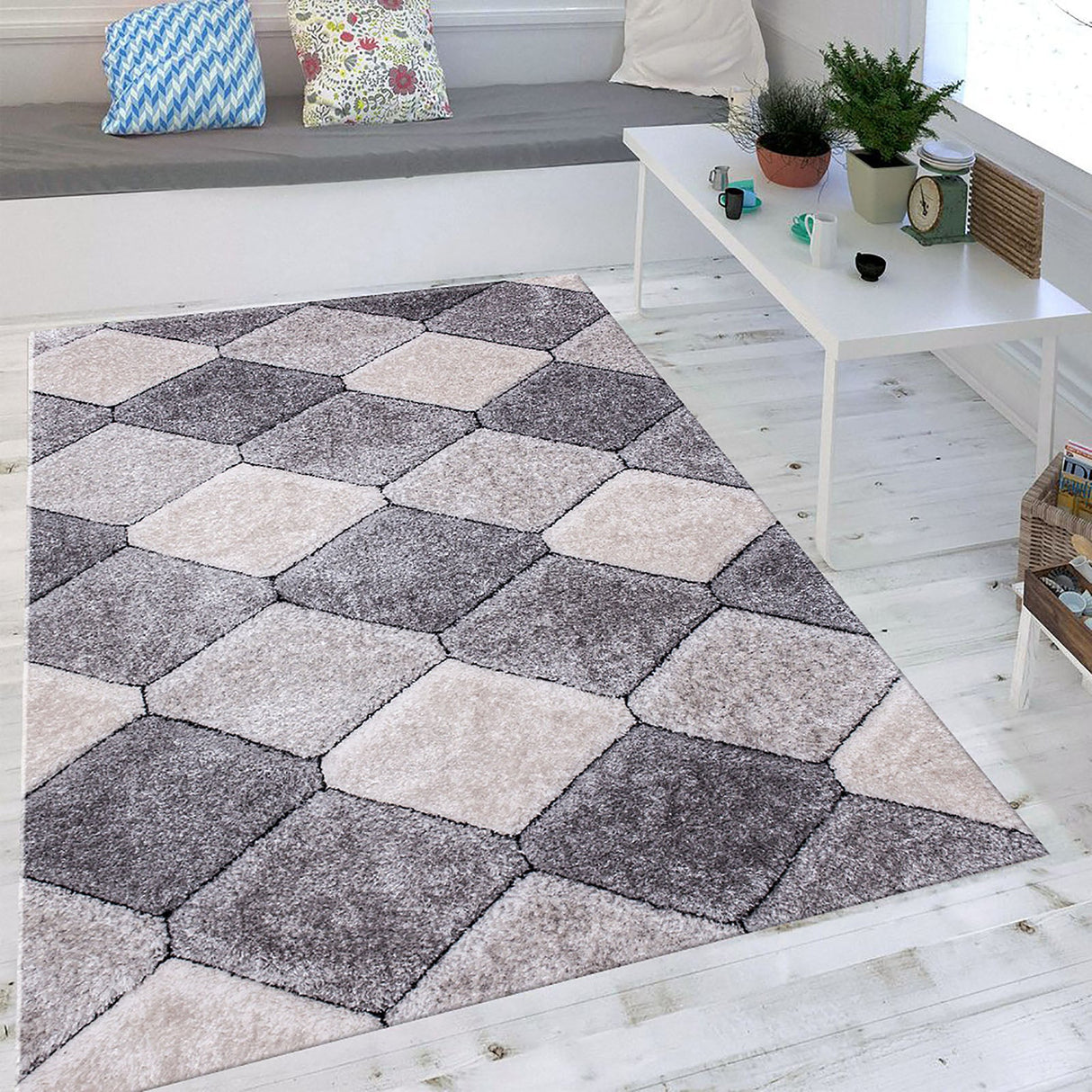 Hepsiba Diamond Taupe Area Rug from Furniture of America - Luna Furniture