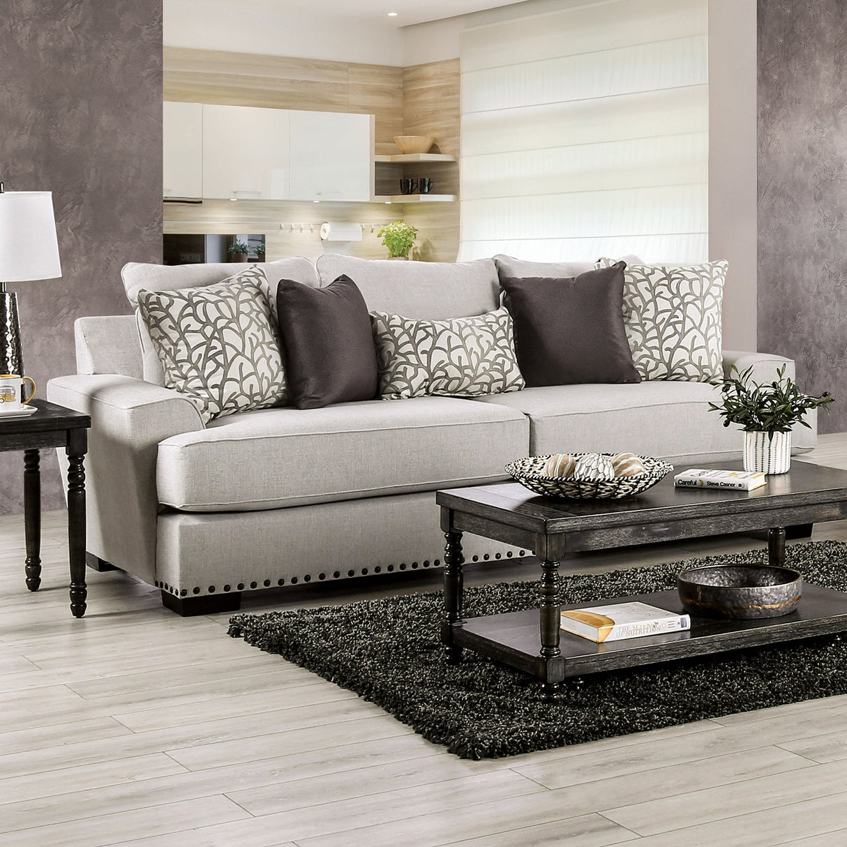 Picotee Light Gray/Charcoal Sofa from Furniture of America - Luna Furniture