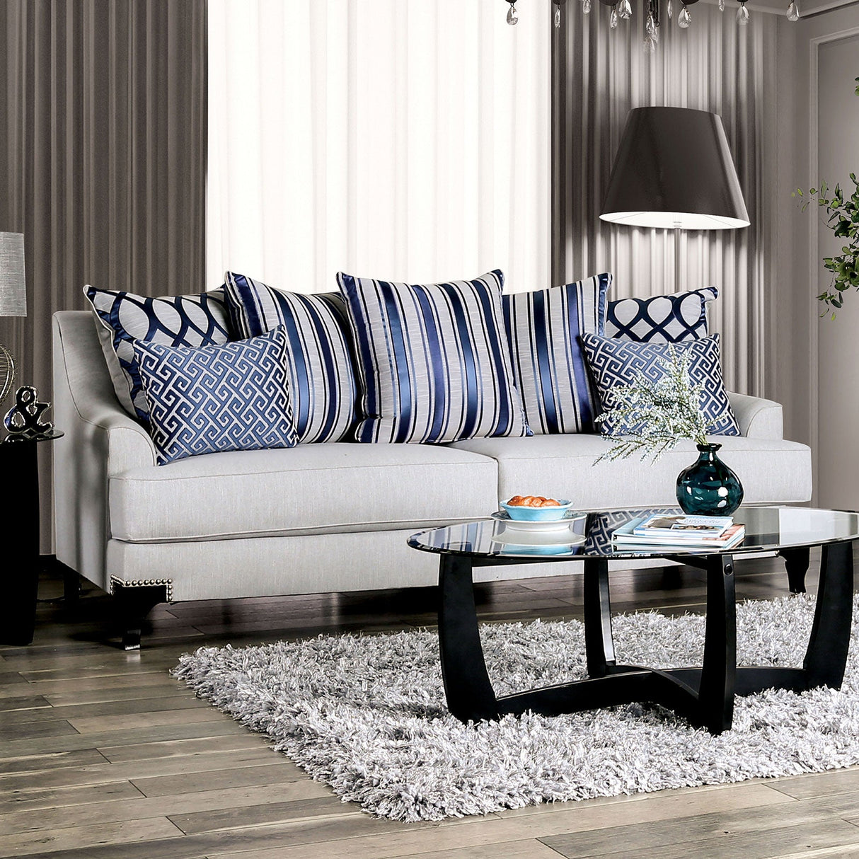 Sisseton Light Gray Sofa from Furniture of America - Luna Furniture