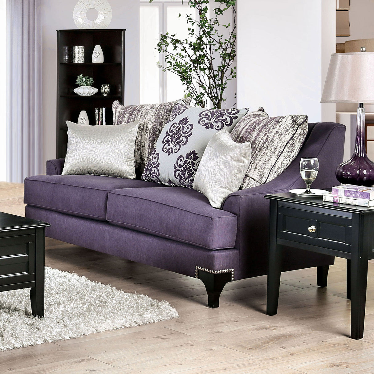 Sisseton Purple Loveseat from Furniture of America - Luna Furniture