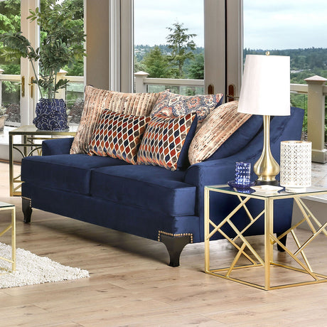 Sisseton Navy Loveseat from Furniture of America - Luna Furniture