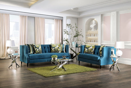 Azuletti Dark Teal/Apple Green Loveseat from Furniture of America - Luna Furniture