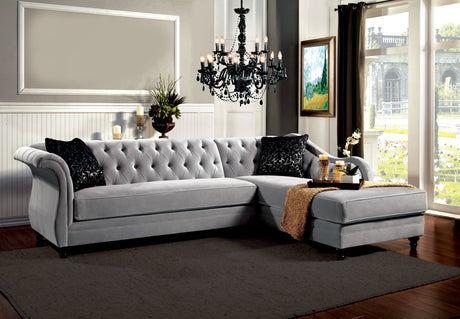 Rotterdam Warm Gray/Black/Silver Sectional from Furniture of America - Luna Furniture