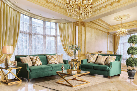 Verdante Emerald Green/Gold Loveseat from Furniture of America - Luna Furniture