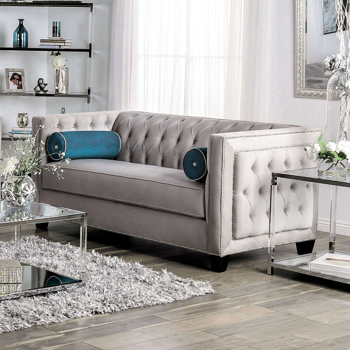 Silvan Gray Loveseat from Furniture of America - Luna Furniture