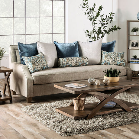 Catarina Beige/Teal Sofa from Furniture of America - Luna Furniture