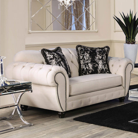 Gilda Beige/Black Loveseat from Furniture of America - Luna Furniture