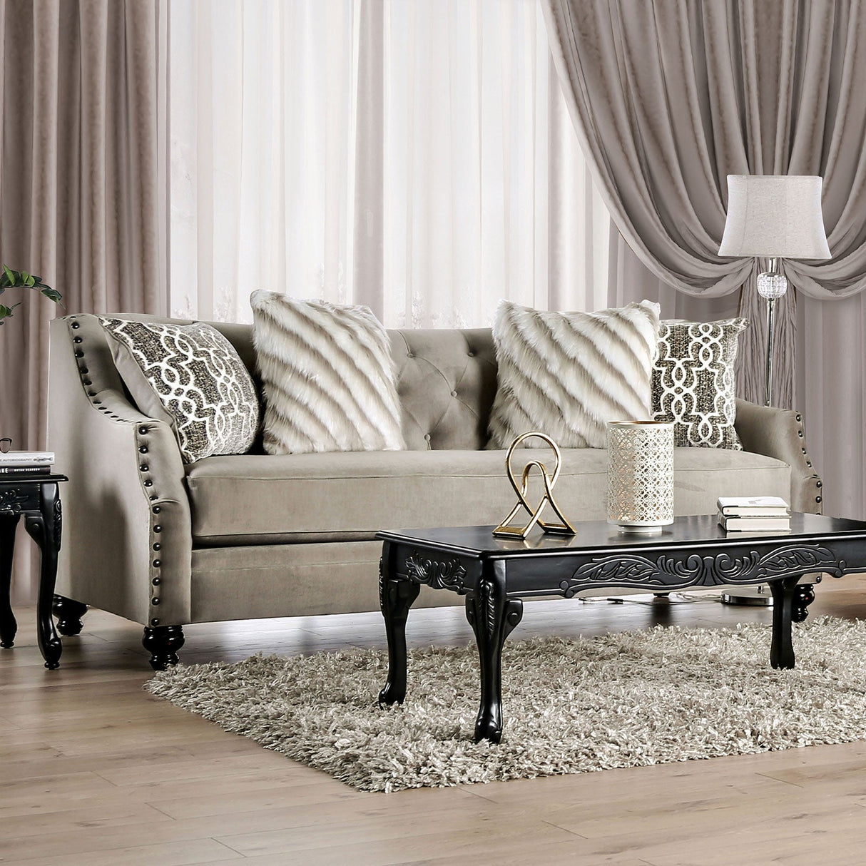 Ezrin Light Brown Sofa from Furniture of America - Luna Furniture