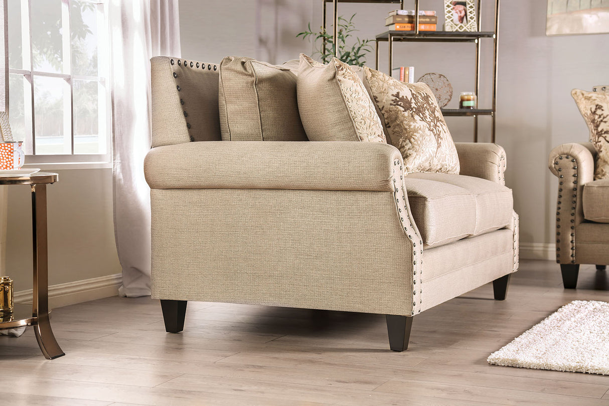 Briana Beige/Gold Loveseat from Furniture of America - Luna Furniture