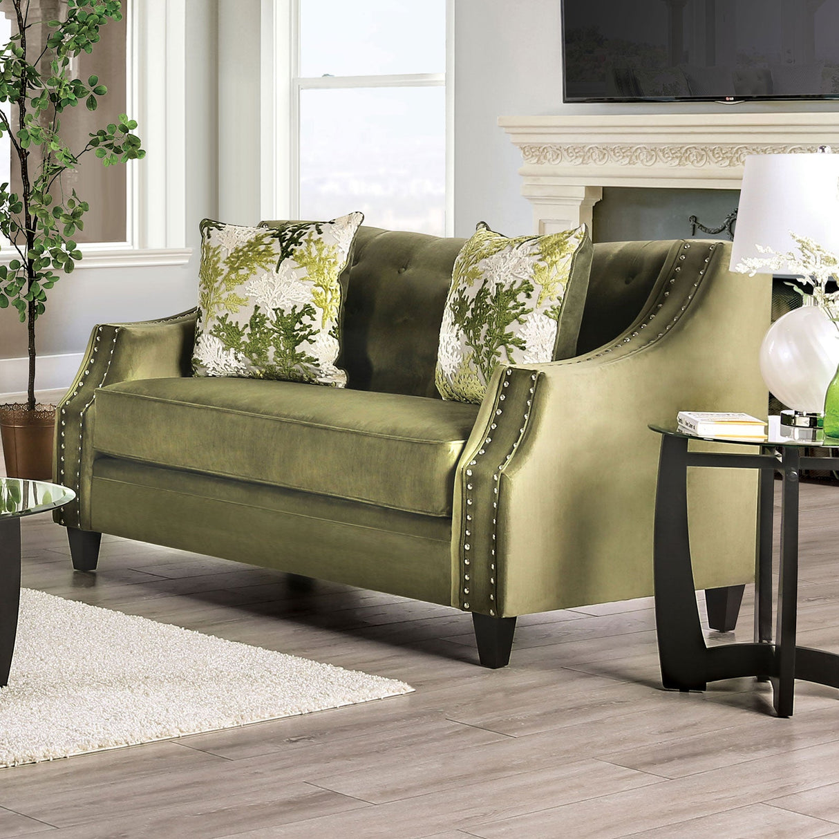 Kaye Green Loveseat from Furniture of America - Luna Furniture