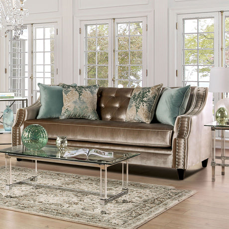 Elicia Champagne/Turquoise Sofa from Furniture of America - Luna Furniture