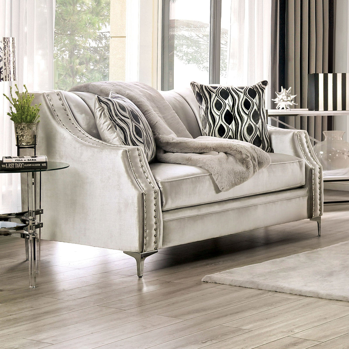 Elicia Silver Loveseat from Furniture of America - Luna Furniture