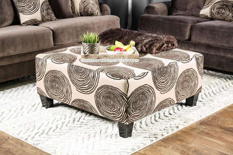 Bonaventura Brown/Pattern Ottoman from Furniture of America - Luna Furniture