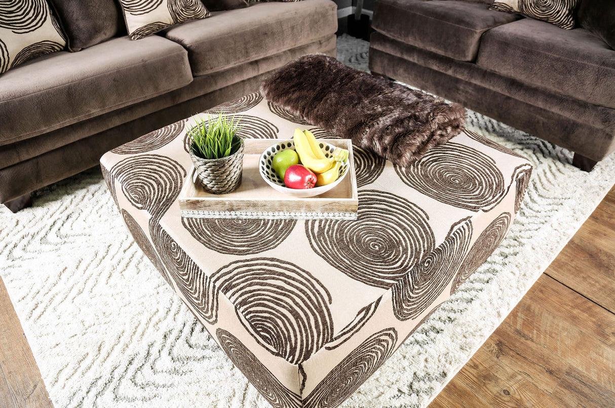 Bonaventura Brown/Pattern Ottoman from Furniture of America - Luna Furniture