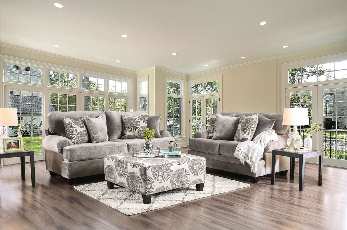 Bonaventura Gray/Pattern Loveseat from Furniture of America - Luna Furniture