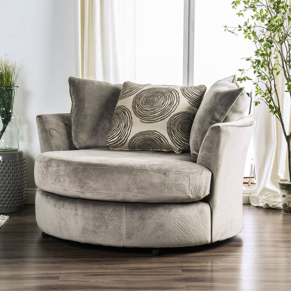 Bonaventura Gray/Pattern Swivel Chair from Furniture of America - Luna Furniture