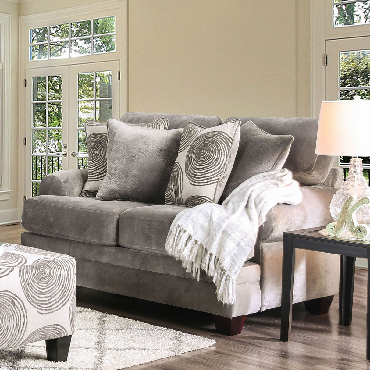 Bonaventura Gray/Pattern Loveseat from Furniture of America - Luna Furniture