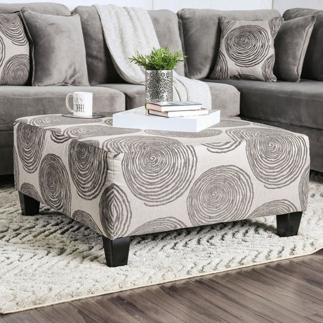 Bonaventura Gray/Pattern Ottoman from Furniture of America - Luna Furniture