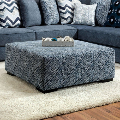 Brielle Blue/Pattern Ottoman from Furniture of America - Luna Furniture