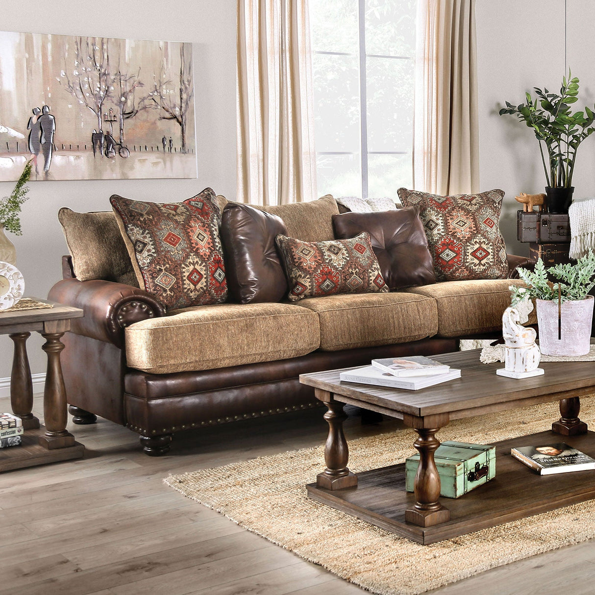 Fletcher Brown/Tan Sofa from Furniture of America - Luna Furniture