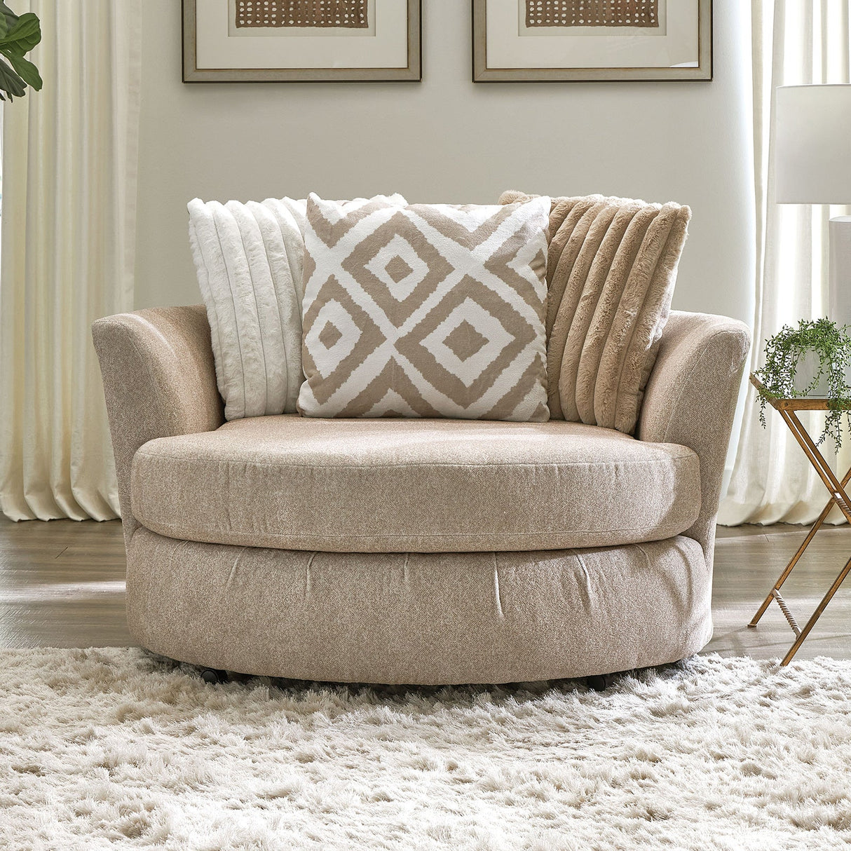 Loughlin Light Brown Swivel Chair from Furniture of America - Luna Furniture