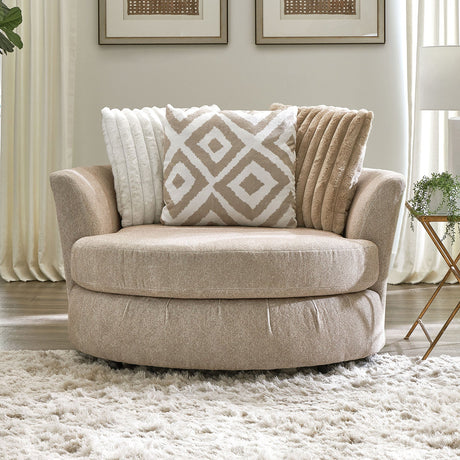 Loughlin Light Brown Swivel Chair from Furniture of America - Luna Furniture