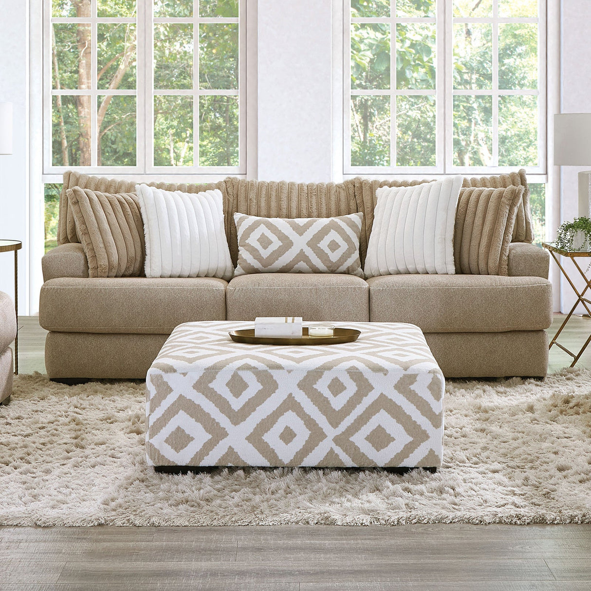 Loughlin Light Brown Sofa from Furniture of America - Luna Furniture