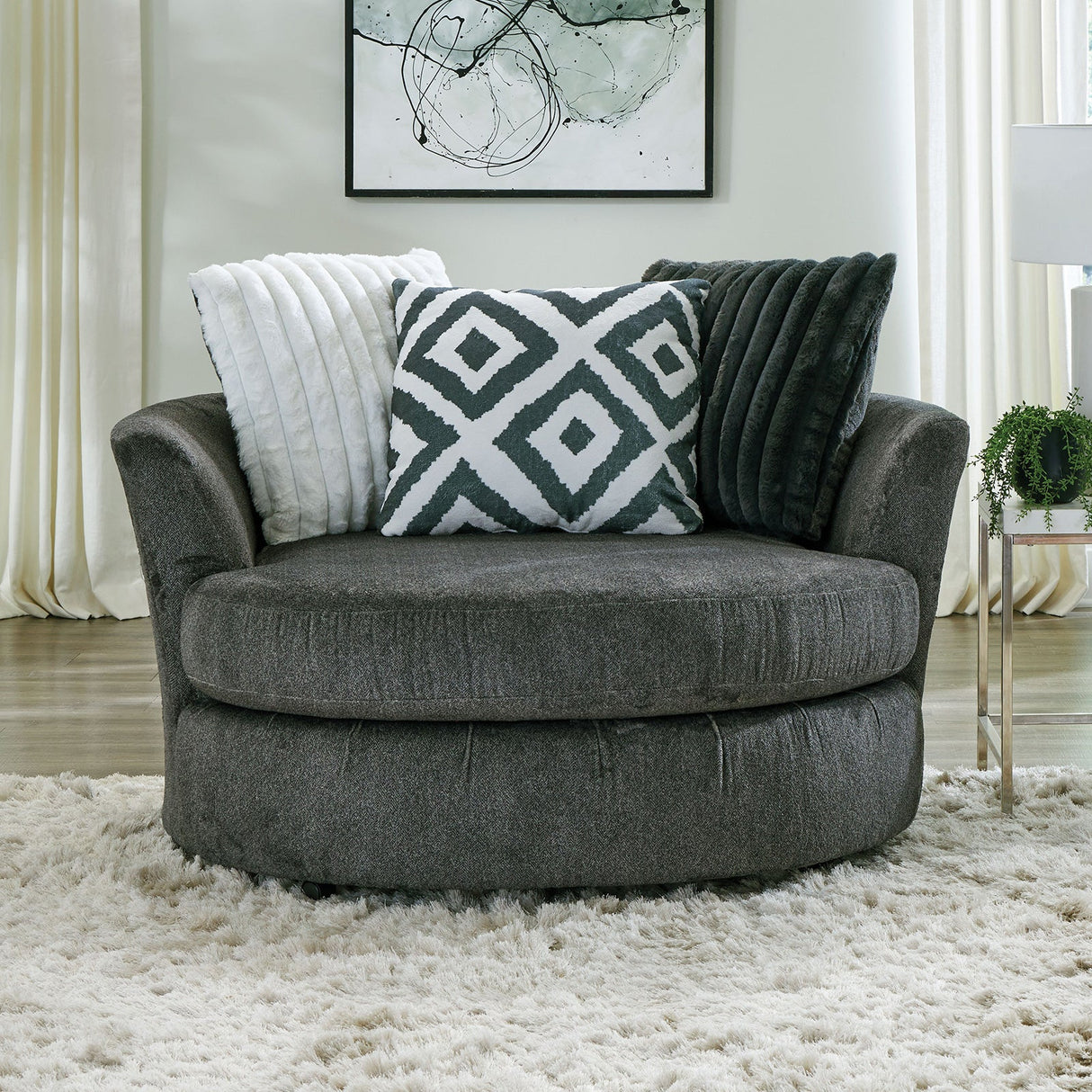 Loughlin Gun Metal Swivel Chair from Furniture of America - Luna Furniture