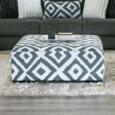 Loughton Gun Metal/Ivory Ottoman from Furniture of America - Luna Furniture