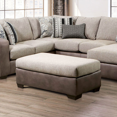 Ashenweald Brown/Light Brown Ottoman from Furniture of America - Luna Furniture