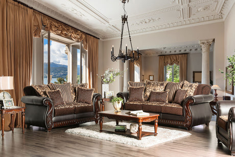 Franklin Dark Brown/Tan Sofa from Furniture of America - Luna Furniture