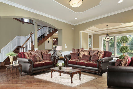 Franklin Burgundy/Espresso Sofa from Furniture of America - Luna Furniture